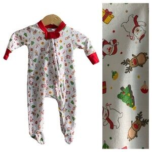Magnolia Baby Christmas Print Pima Cotton Footie